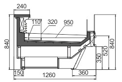 Схема холодильной витрины для рыбы Missouri Cold Diamond MC 126 fish