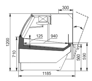 Схема холодильной витрины для мяса Missouri Enigma MC 125 meat OS 120-SLM
