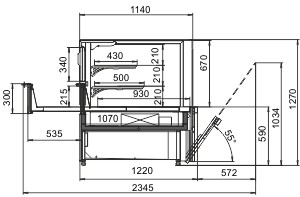 Схема кондитерской витрины Missouri MC 120 patisserie OS 130-DLM