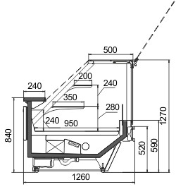 Схема кондитерской витрины Missouri Cold Diamond MC 126 patisserie PS 130-DLM