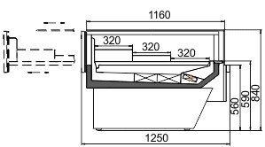 Схема кондитерской холодильной витрины Missouri enigma MC 125 chocolate Хитлайн - Технохолод